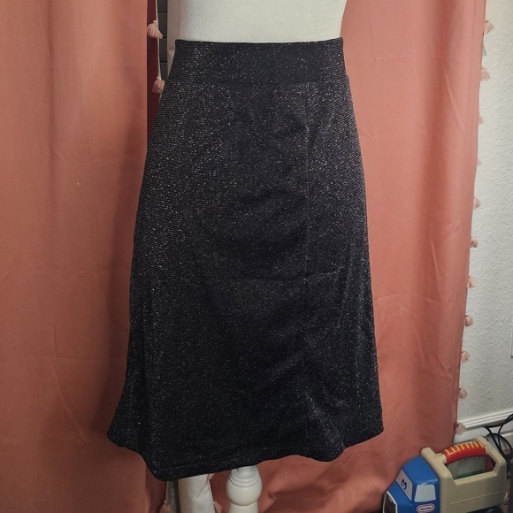 TORRID At The Knee black Glitter Knit Cinched Bodycon Skirt SIZE 26 new year - Picture 3 of 11